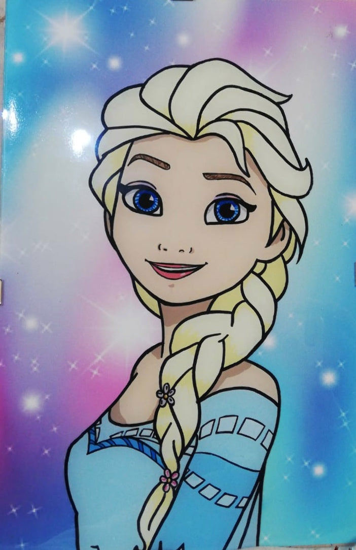 Glass painting Disney. Pintado a mano. Elsa. Frozen – Los Caprichos de Mona