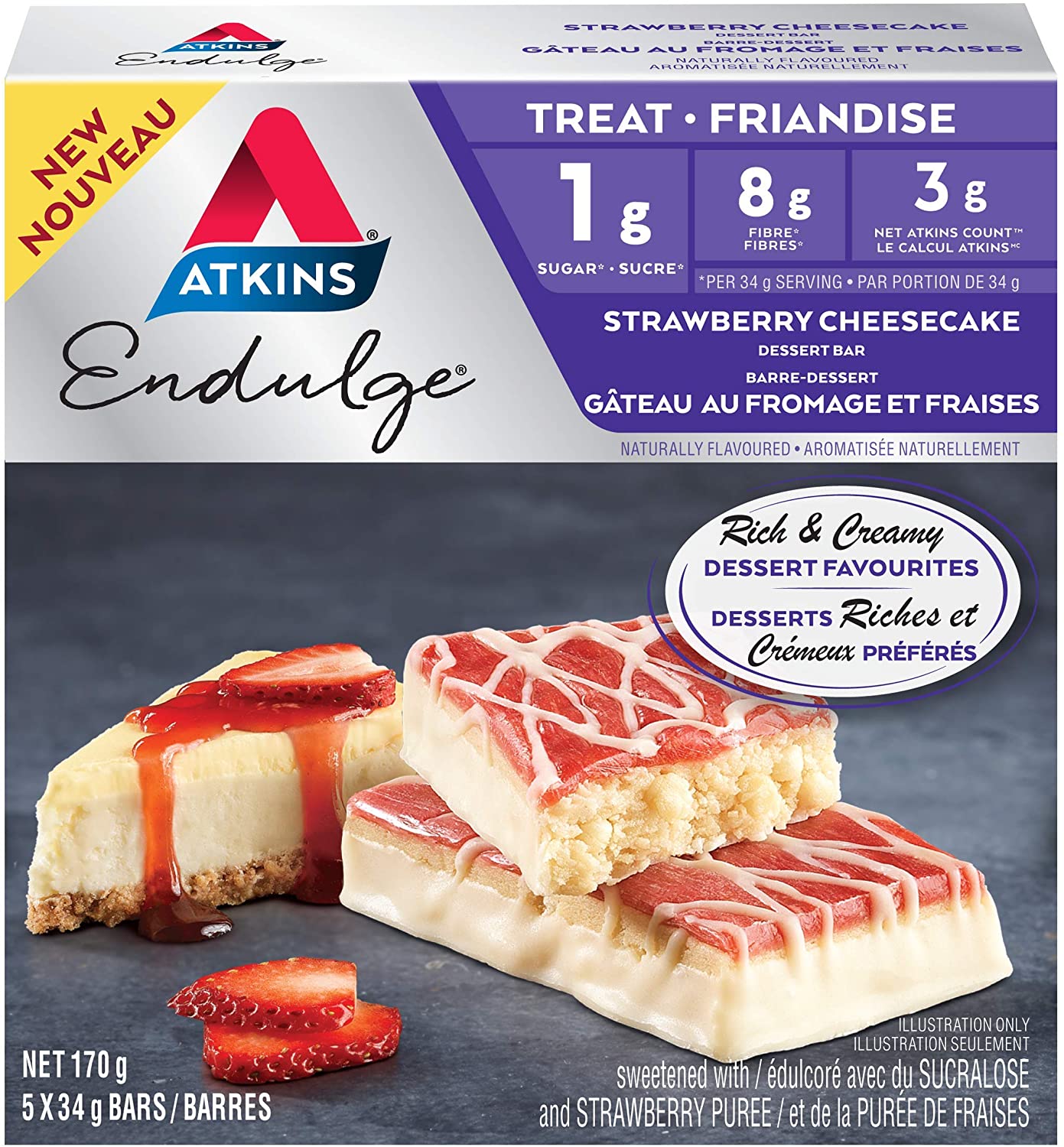 Atkins Endulge Treat, Strawberry Cheese Cake Dessert Bar, Keto Friendl ...