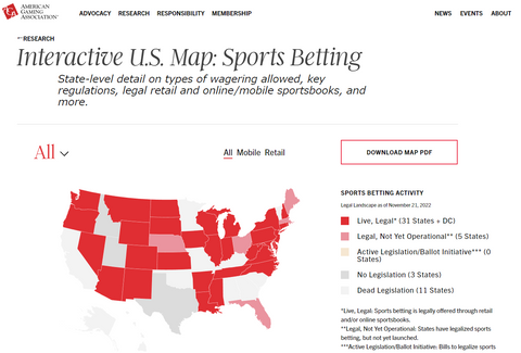 Interactive U.S. Map: Sports Betting