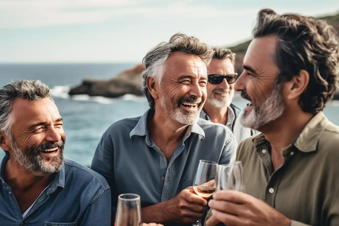 Blue zone lifestyle and diet social activity and red wine by older men