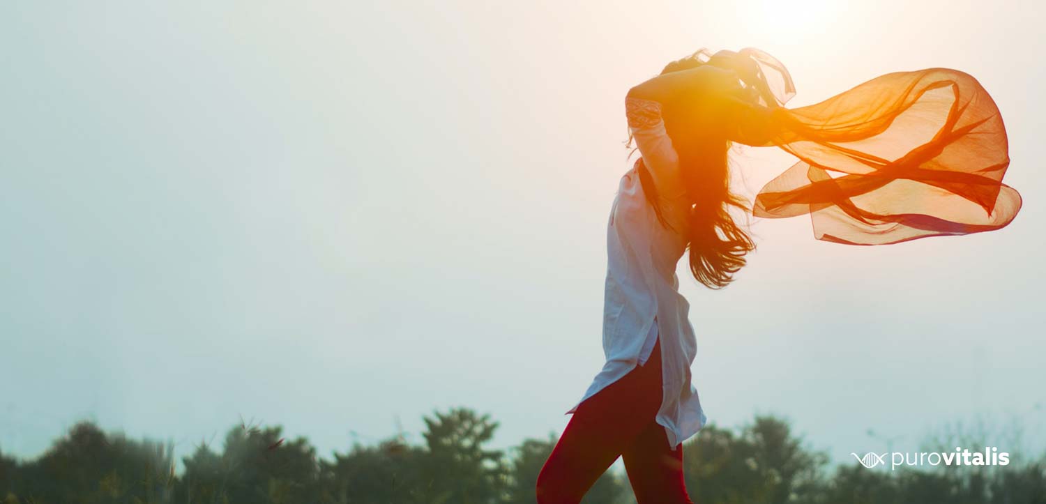 Woman in sun getting