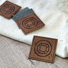 Kunstlederlabel - 1 Stück - Smaragd (braun)