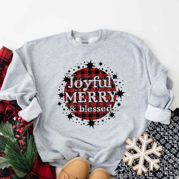 Joyful Merry and Blessed Graphic Sweatshirt