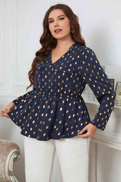 Plus Size Notched Babydoll Blouse (Online Only) 1X -4X