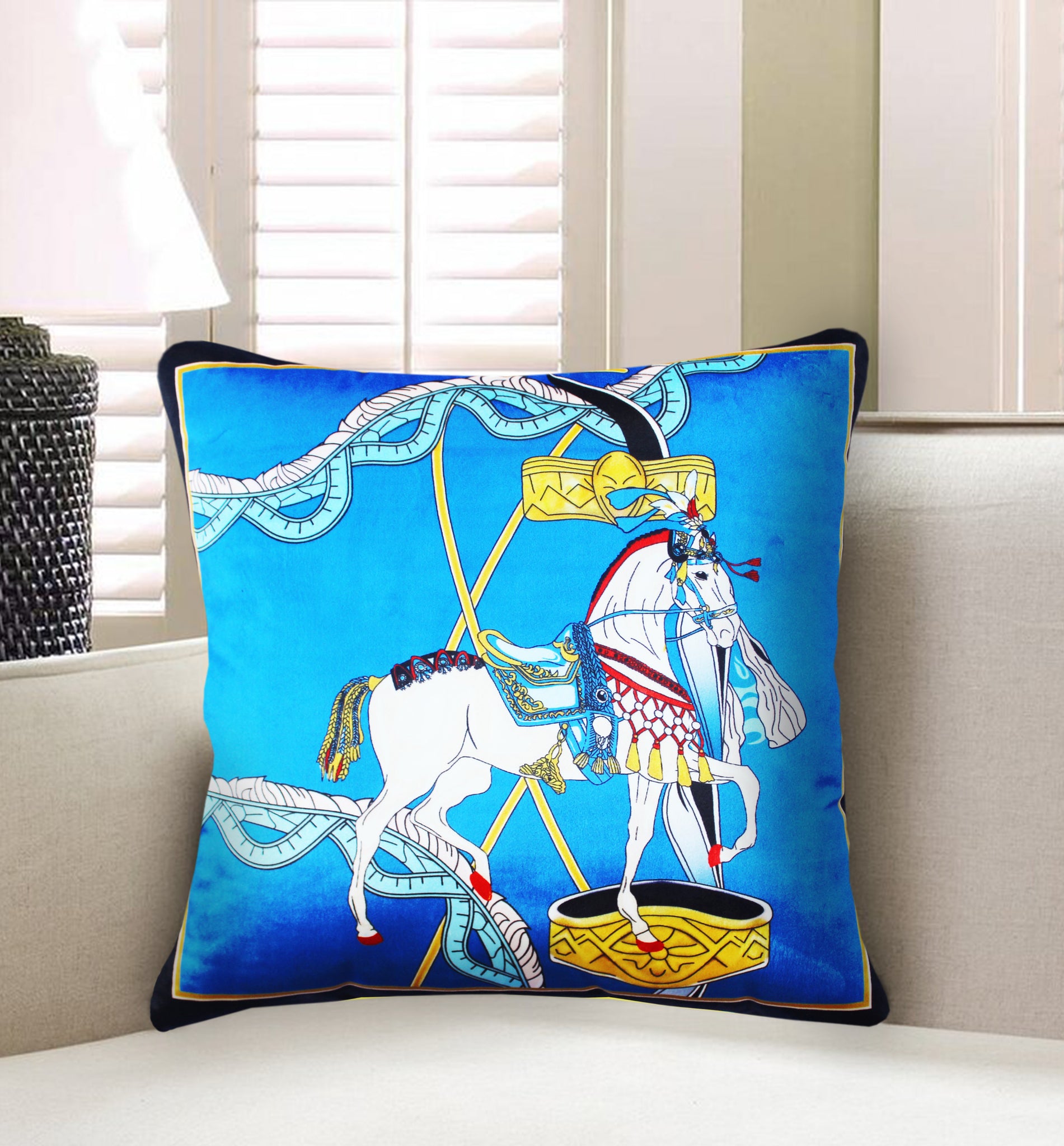 blue hermes pillow