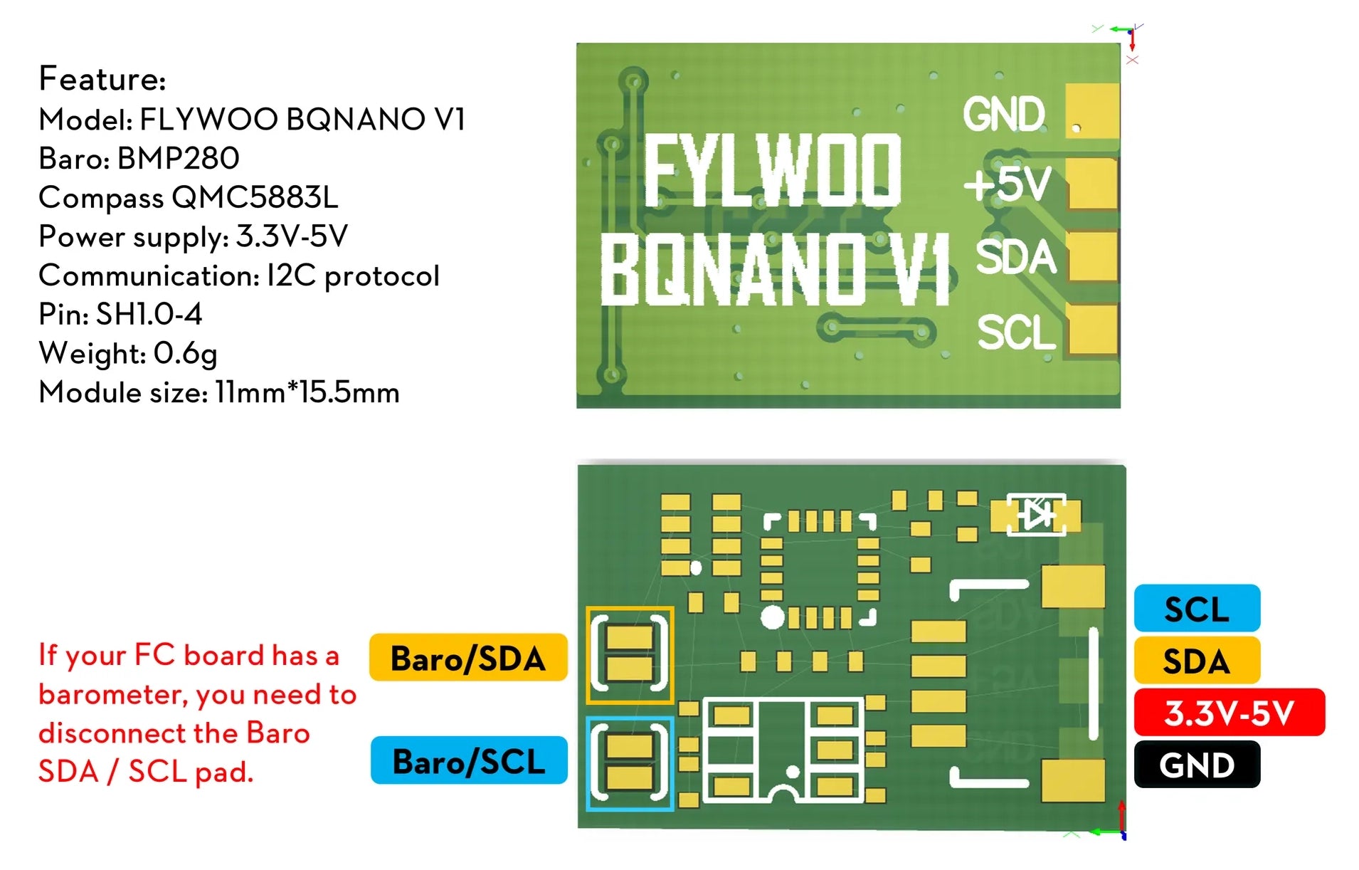 %u3010No.A018%u3011Flywoo BQNANO V1.0 Model w/ Compass & Baro 0.6g