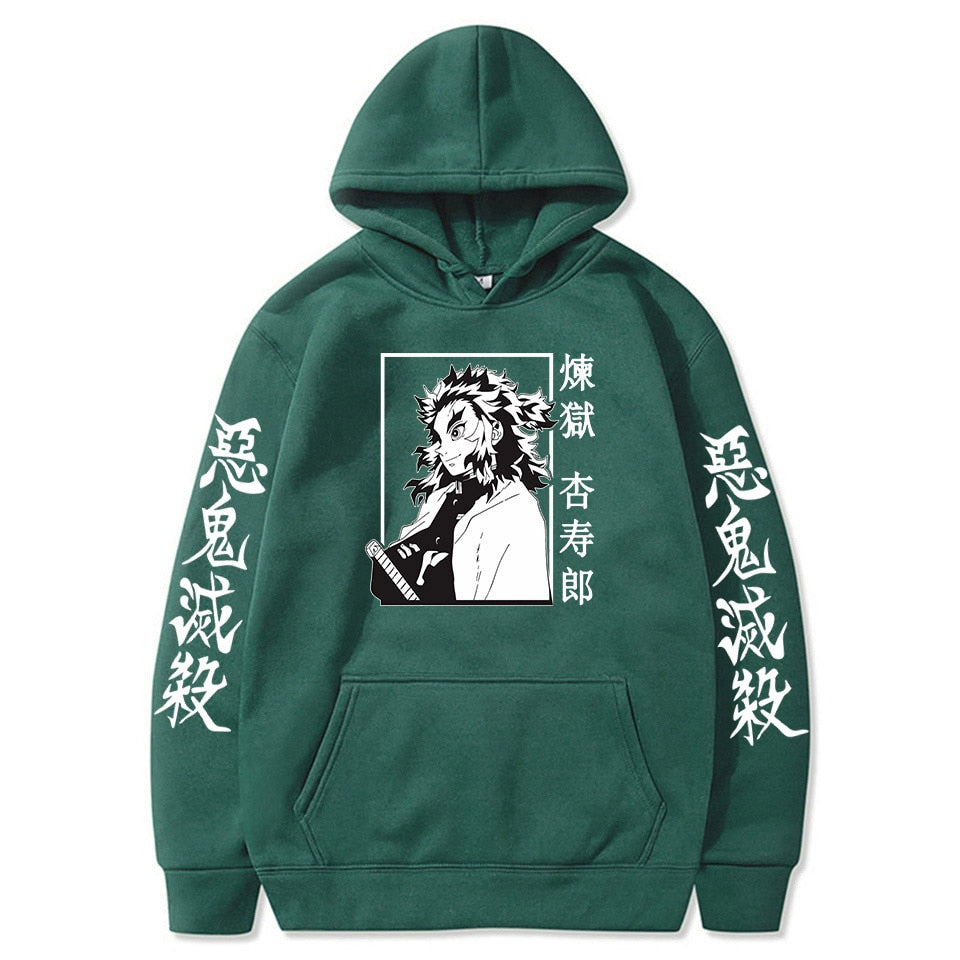 Kimetsu No Yaiba: Demon Slayer Hoodie Kyojuro Rengoku Poleron con capu