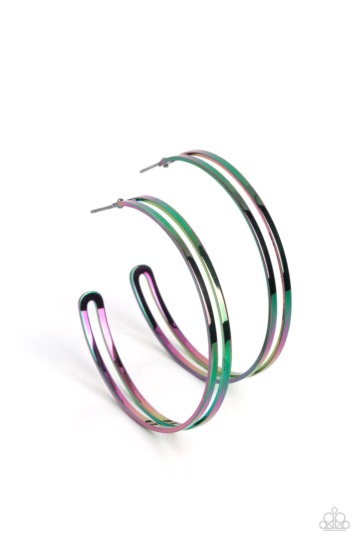Stellar Sass - Multi Oil Spill) Hoop Earring