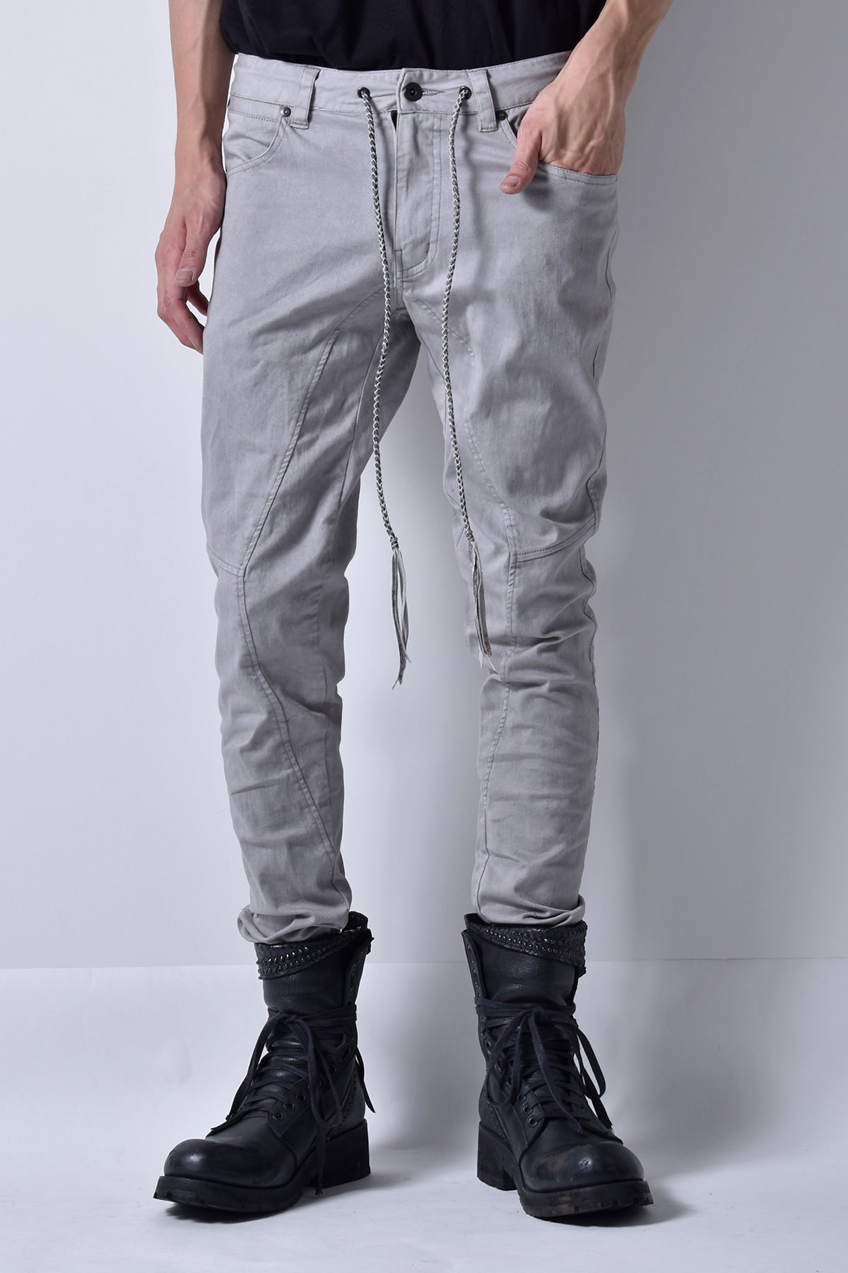 2101-PT01A Pigment Dye Stretch Twill Pants Charcoal | KMRii