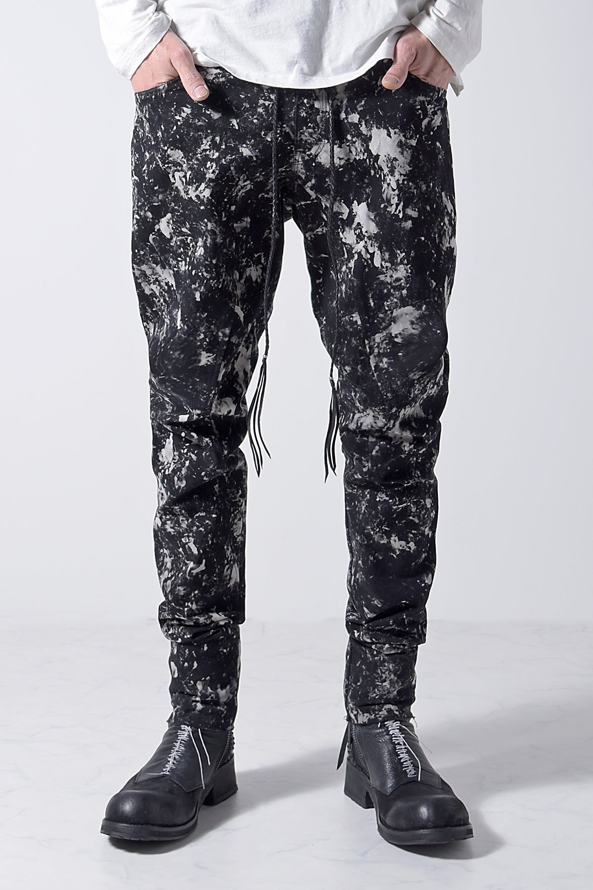 2202-PT08B Flake Discharged Stretch Pants 05 | KMRii OFFICIAL 