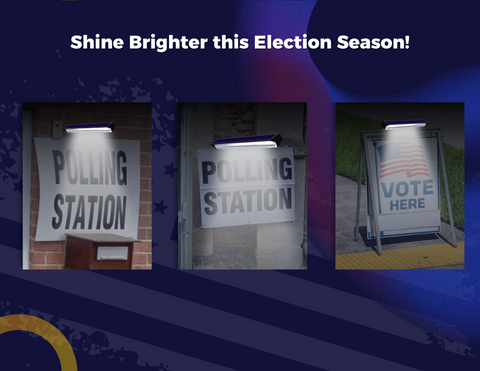 Polling station signs with lights for safety