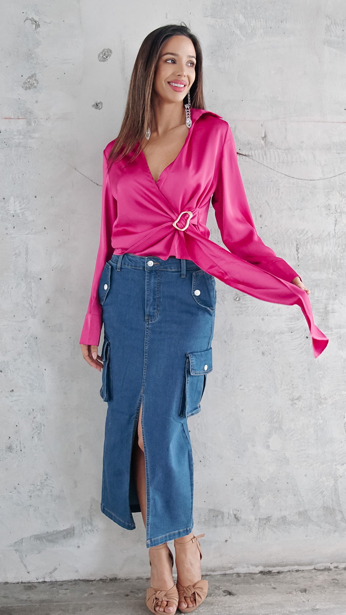 Indie Longsleeve Satin top
