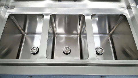 3 Compartment Commercial Stainless Steel Triple Sink Wash Basin Table