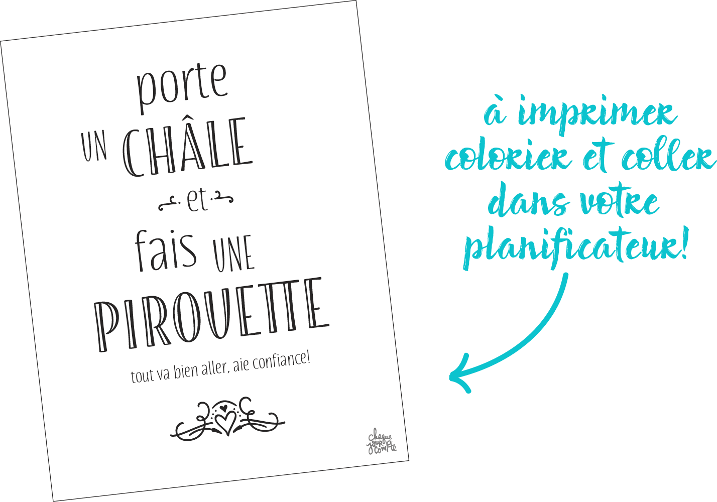 Un châle et une pirouette pour arrêter d'avoir peur, Article de blogue #imprimables #bujo #bulletjournal #planificateur #chaquejourcompte #agenda