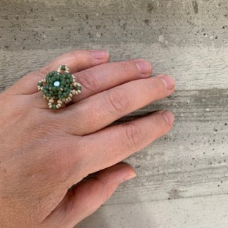 Ring LACE - grön/matt silver - MoLaja Design