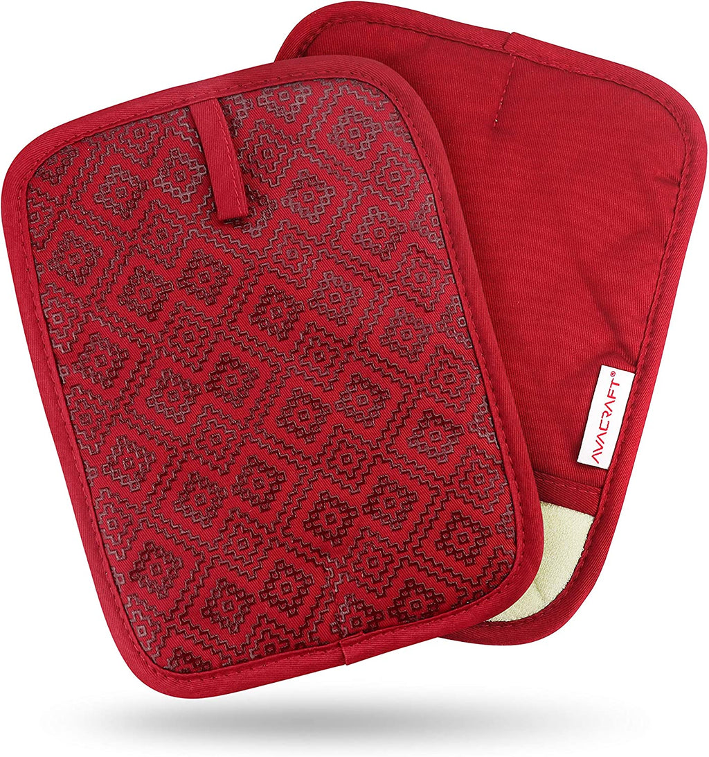 Homgreen Oven Mitts Pair, Flexible, Cotton with Unique Heat Resistant Food  Grade Silicone, Thick Terry Cloth Interior, 500 F Heat Resistant (Red Oven