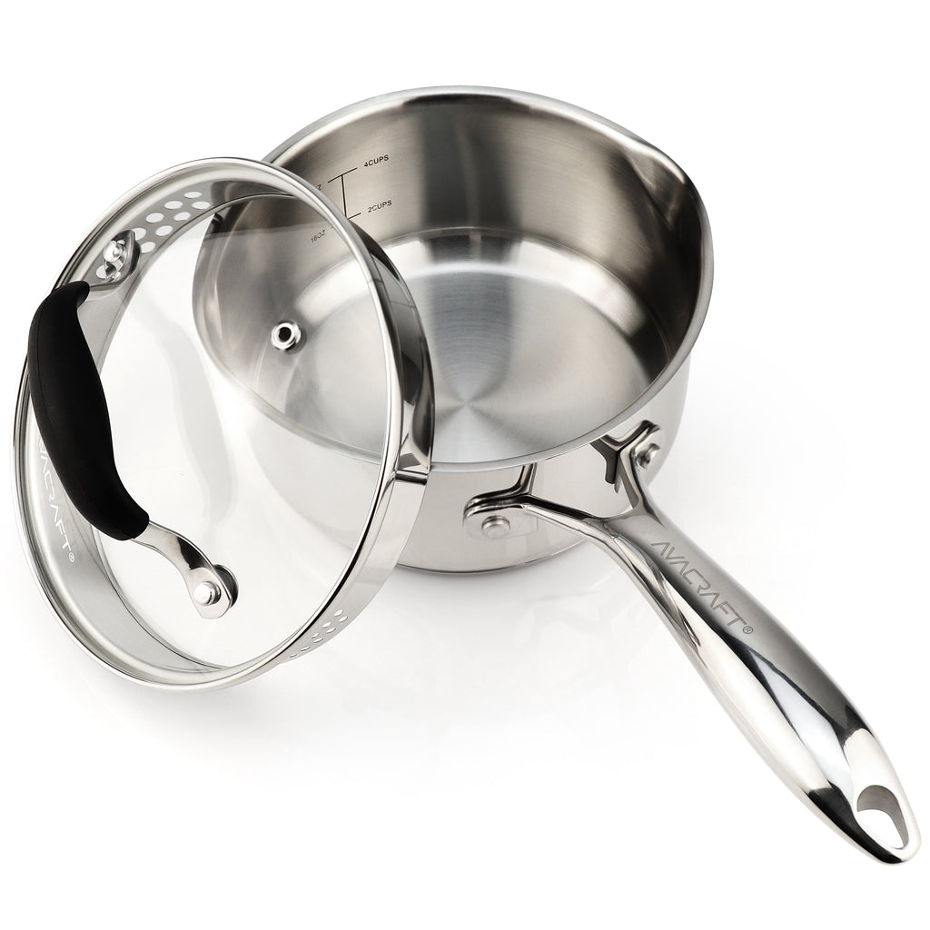 Sedona Pro Stainless Steel 3.5-Qt. Saucepan with Draining Lid - Silver