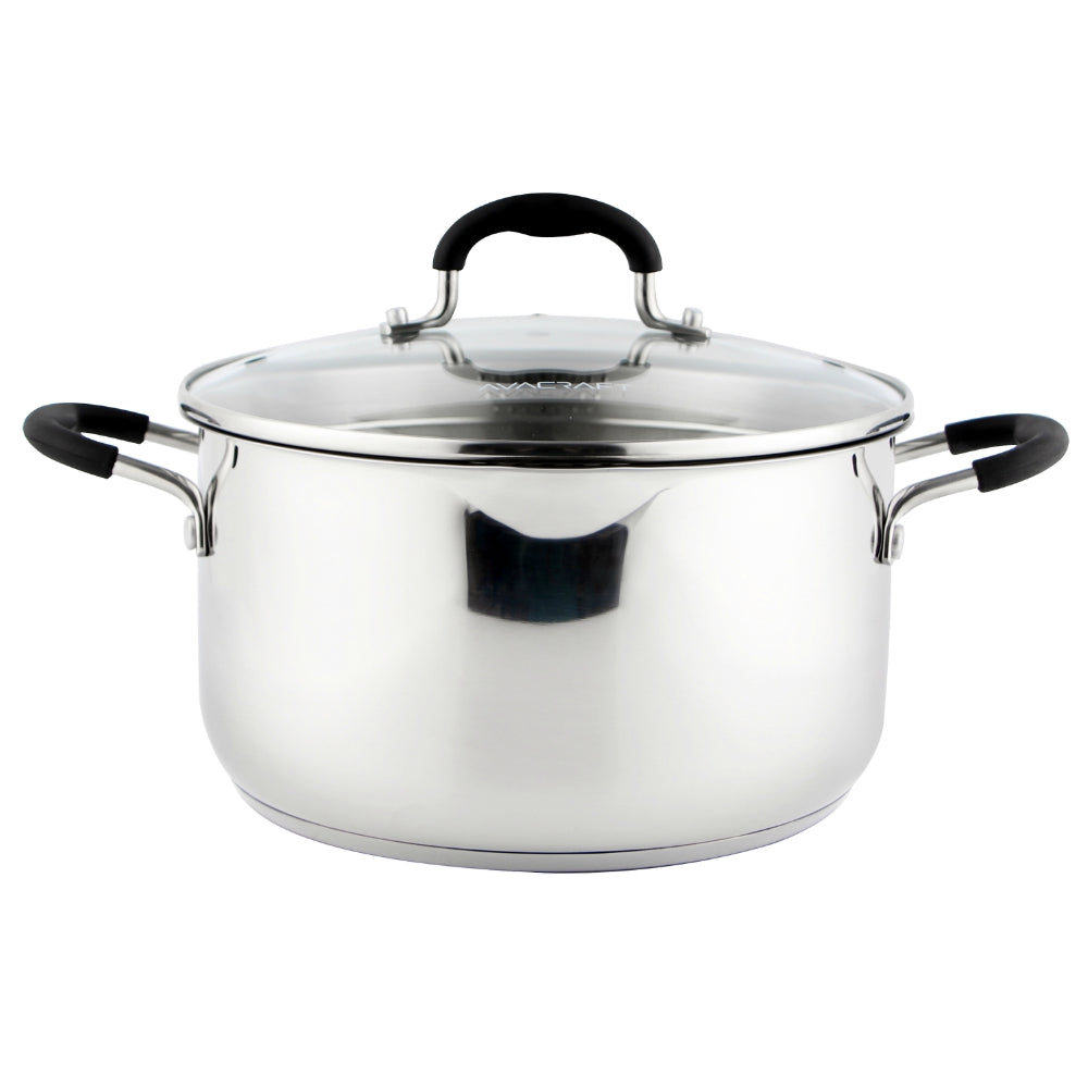 AVACRAFT Stainless Steel Saucepan with Glass Strainer Lid, Two Side Sp