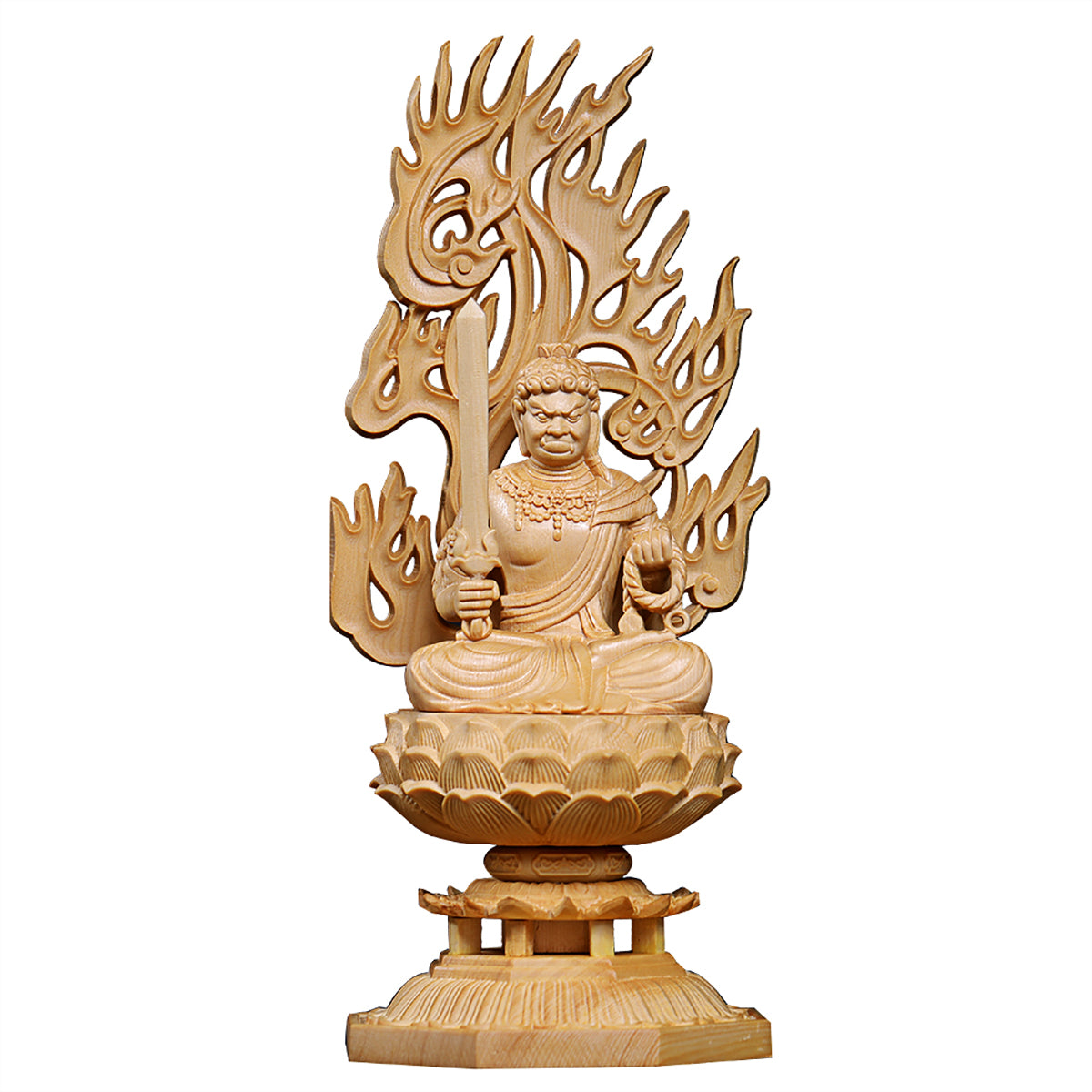 檜の木 実木彫刻する 不動明王仏像 奉納する置物 - 彫刻/オブジェクト