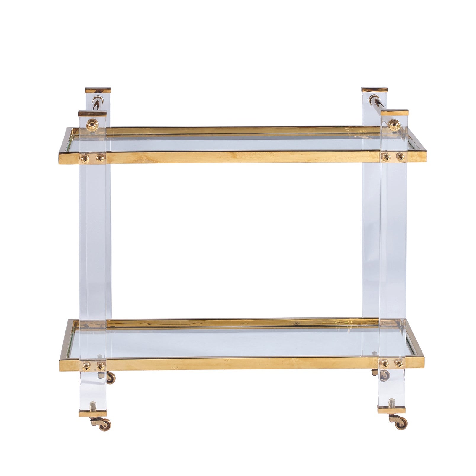 gold and lucite bar cart