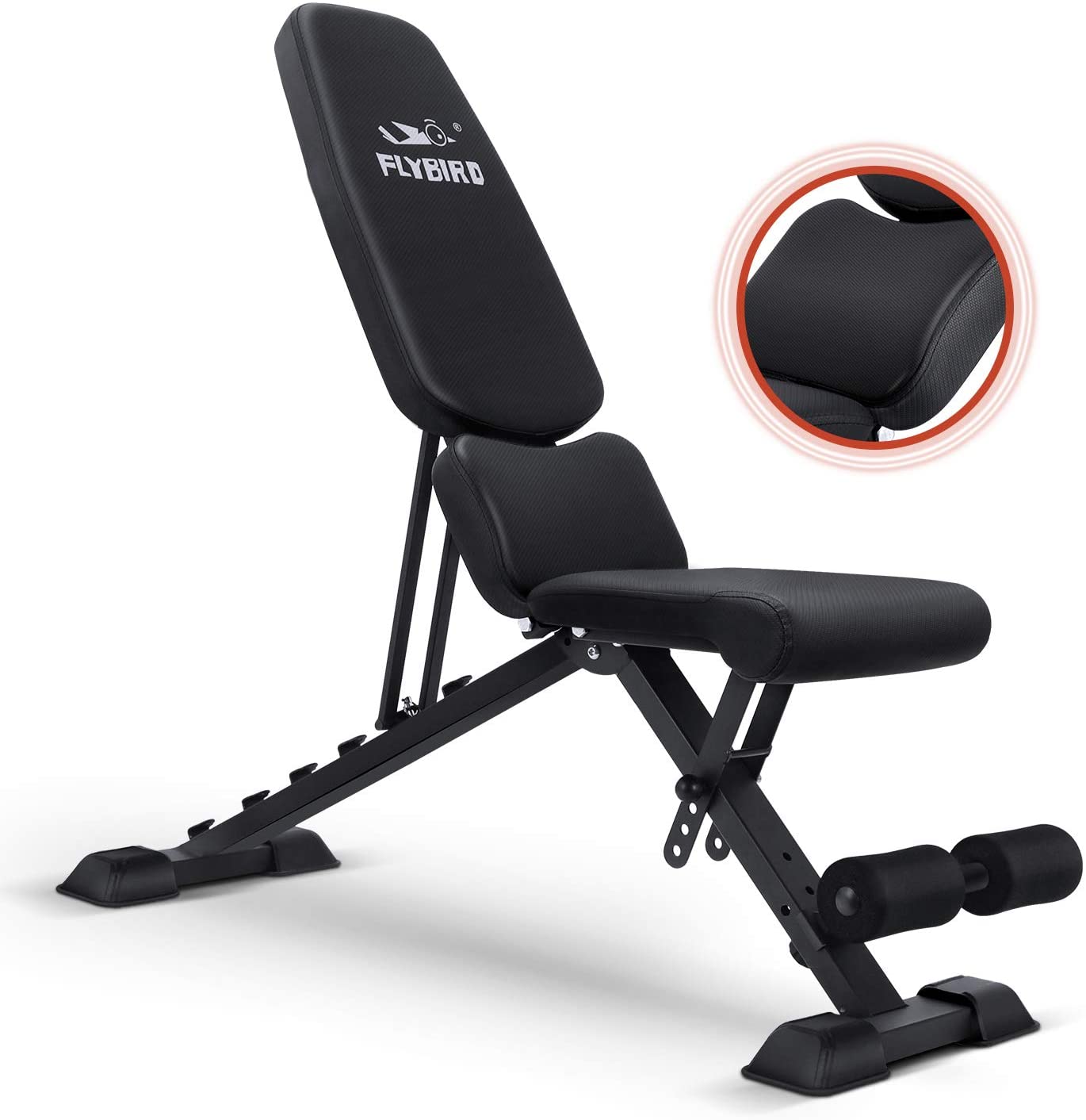 FLYBIRD Adjustable Utility Weight Bench for Full Body Workout, Foldable for Incline and Decline