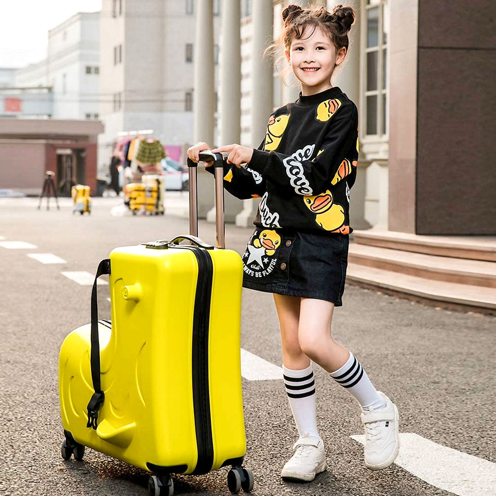 Kids Luggage 20" Carry On Scooter Suitcase Portable Travel Trolley Case with Sturdy Spinner Wheels for Boys & Girls Children Luggage Suitcase Carry On Bagage Orange Yellow Ping Rose Red Bags for Kids