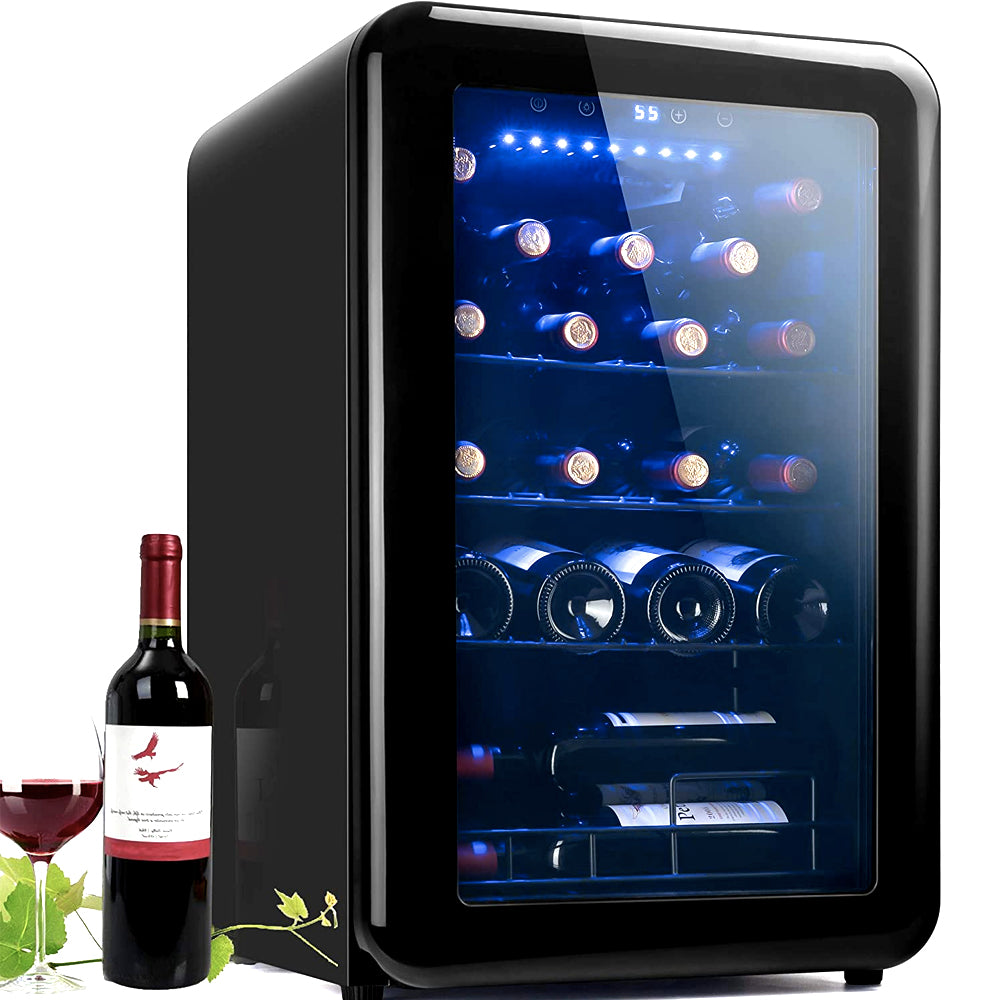 24 Bottle Led Wine Cooler - Quiet Counter Top Wine Chiller Refrigerator with Digital Display Black Champagne Coolers Fridge