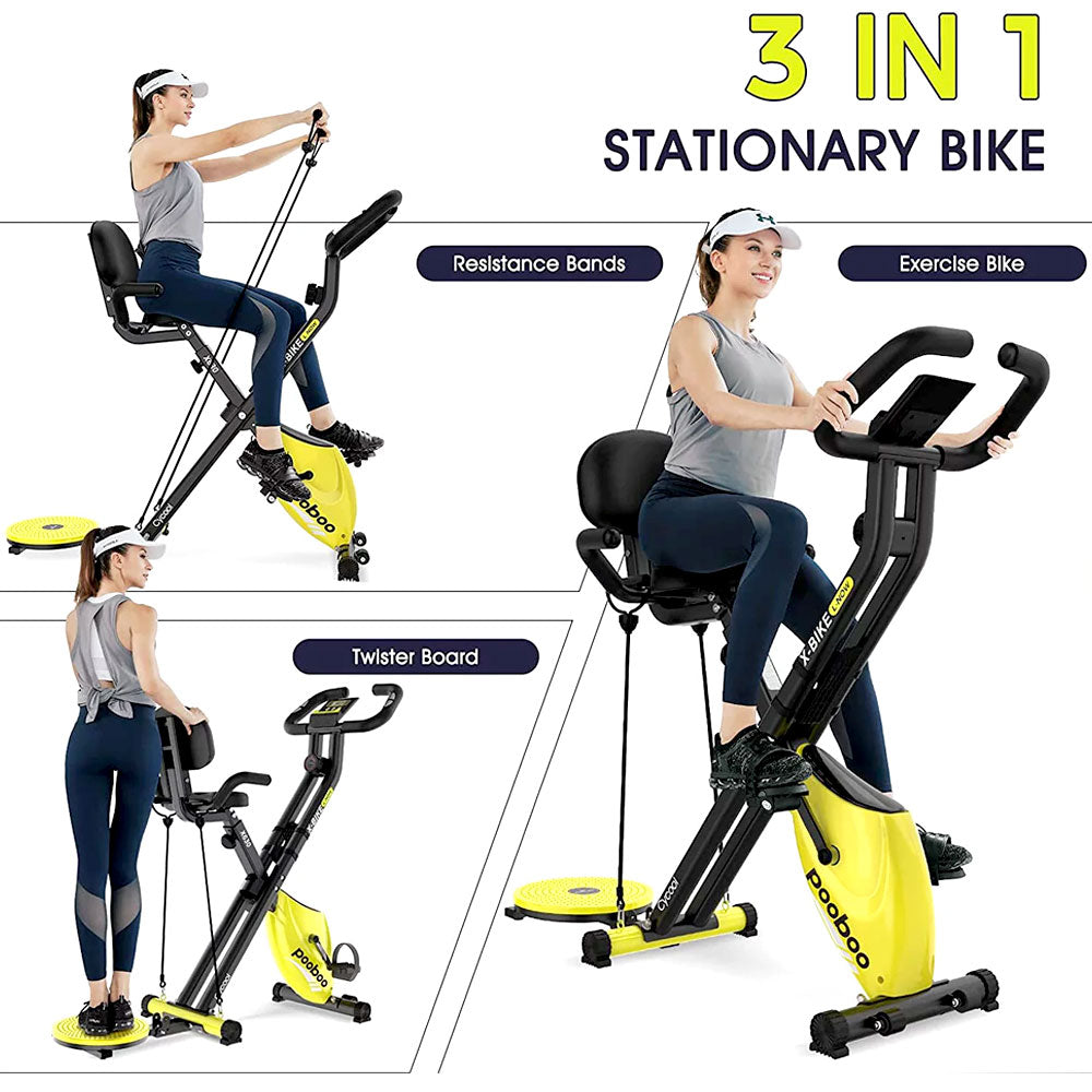 3 In 1 Folding Exercise Bike Stationary Spin Magnetic X Bike Gym Workout 280lb Heavy Duty Exercise Bike Black Stationary Bike For Men And Women The Best Exercise Bike