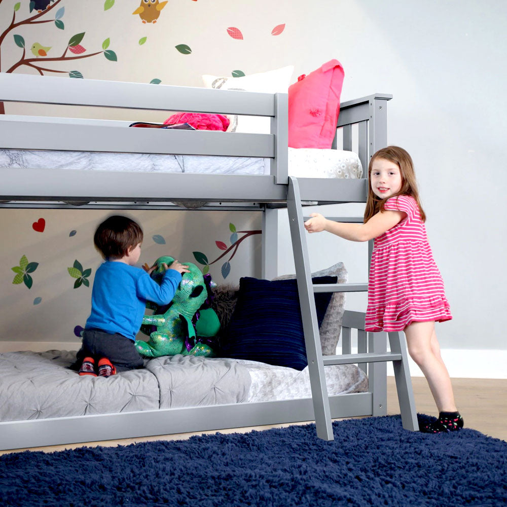 Bunkbed Loft Beds For Kids - Twin Over Full Bunk with Convertible Slide and Ladder Twi Over Full Bunk Bed White Twin Loft Bed Gray For Boys And Girls Kids Full Size Loft Bed Bunkbeds With Slide For Kid