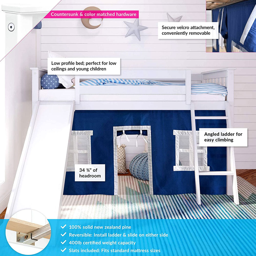 Loft Beds For Kids - Bunkbeds Twin Over Full Bunk with Slide And Ladder Bunkbed With Stairs Full Size Loft Bed With Slide Bunkbeds For Boys Girls Kids