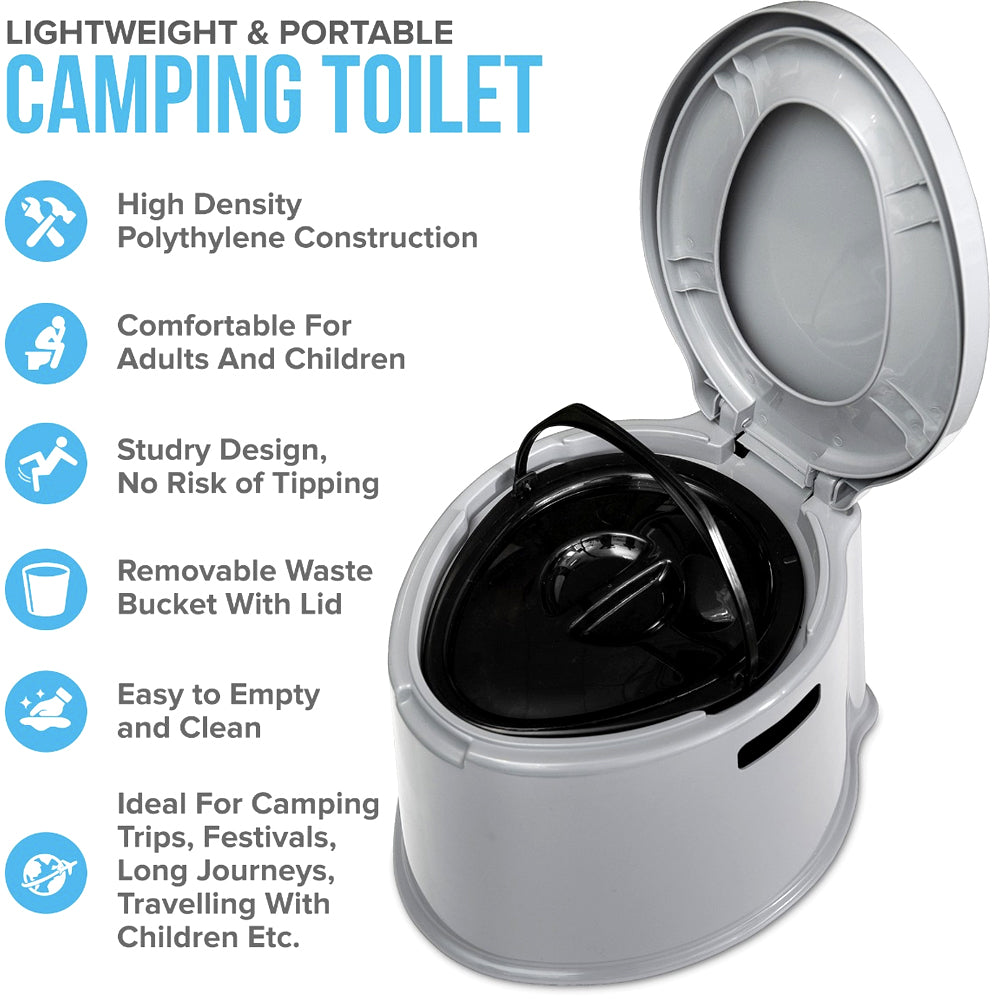 Better Boat Portable Toilet Bucket Toilet Seat Set for Camping Outdoor Potty Waste Bags and Case, Blue