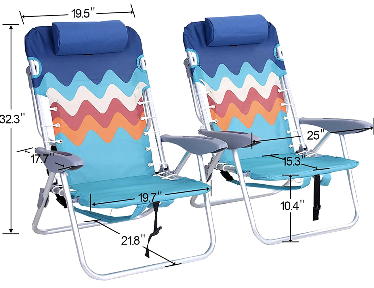 Camping Chair - Backpack Folding Beach Rocker Chair 5-Position Set Of 2 Beach Chair Camp Chair Outdoor Chair Lounge Chair Folding Beach Chair