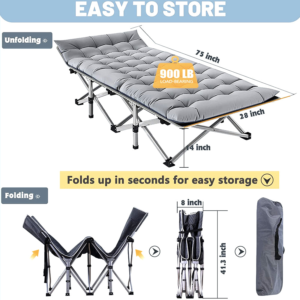 Camping Cots - Luxury Sleeping Foldable Cots Include Bed With Mattress Gray Sleeping Cots Folding Blue Cot Best Camping Cot Outdoor Camp Tent Bed Big Camping Cots Large Foldable Cots