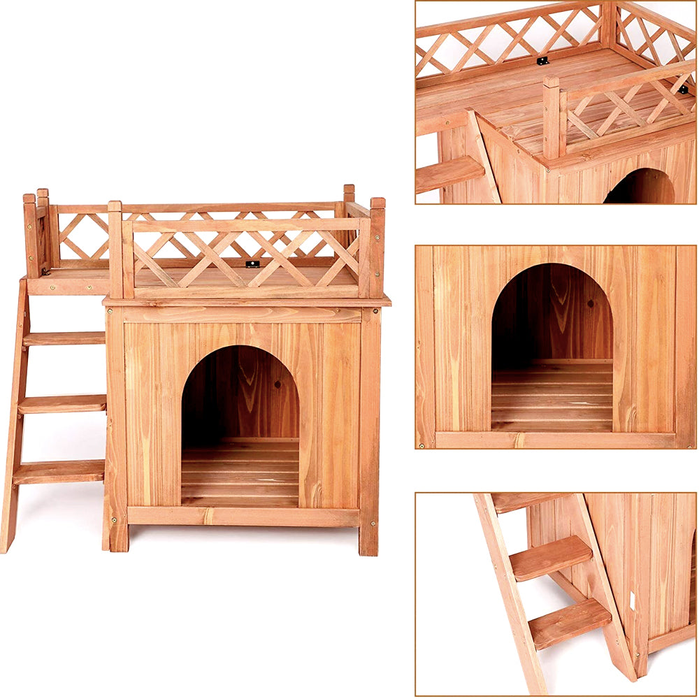 Dog House - Wooden Design Pet Doghouse Wood Room Indoor / Outdoor Naturel Wood Snow Rain Heated Dog House Best Dog House