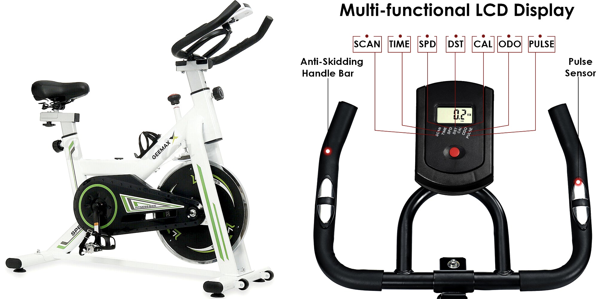 Exercise Bike | Stationary Bike For Indoor Cycling Bike White Black LCD Spin Buke