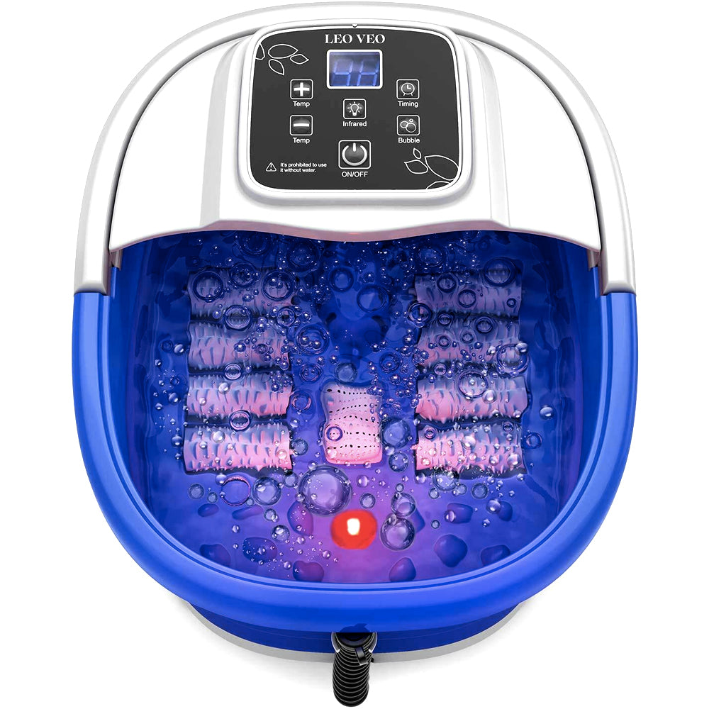 Foot Bath Massager Heat Bubbles Vibration 8 Rollers Foot Spa Soaker Digital Temperature Control