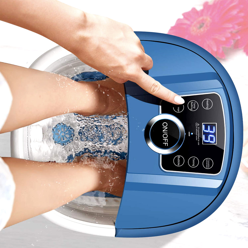 Foot Bath Massager Heat Bubbles Vibration 8 Rollers Foot Spa Soaker Digital Temperature Control