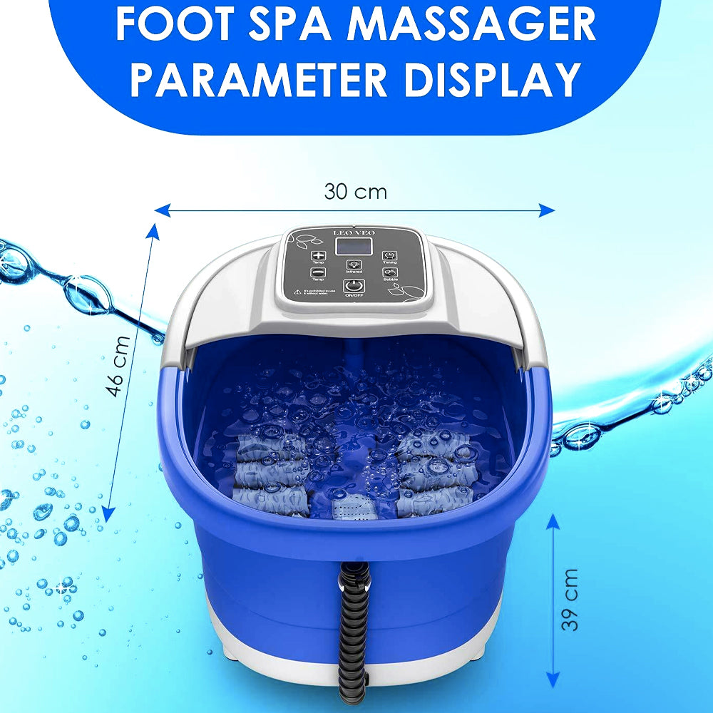 Foot Bath Massager Heat Bubbles Vibration 8 Rollers Foot Spa Soaker Digital Temperature Control