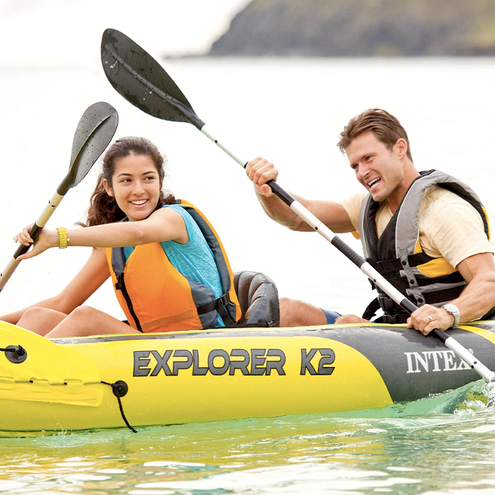 Inflatable Kayak 2 Person Blow Up Canoe with Oars and Hand Pump Yellow K2 Pro Kayak Intex Sierra Orange Sport