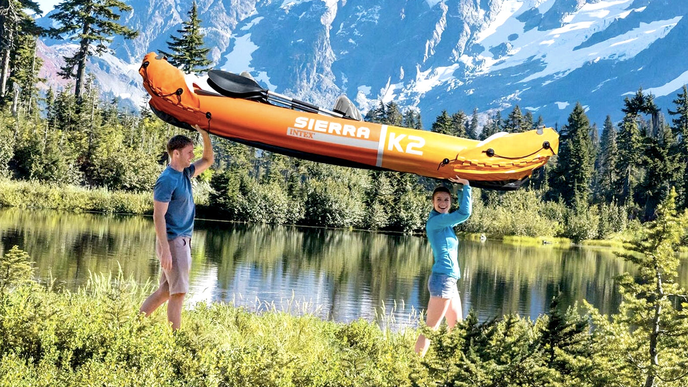 Inflatable Kayak 2 Person Blow Up Canoe with Oars and Hand Pump Yellow K2 Pro Kayak Intex Sierra Orange Sport