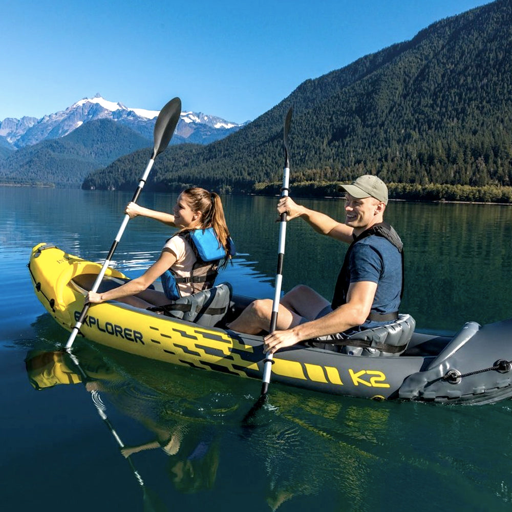 Inflatable Kayak 2 Person Blow Up Canoe with Oars and Hand Pump Yellow K2 Pro Kayak Intex Sierra Orange Sport