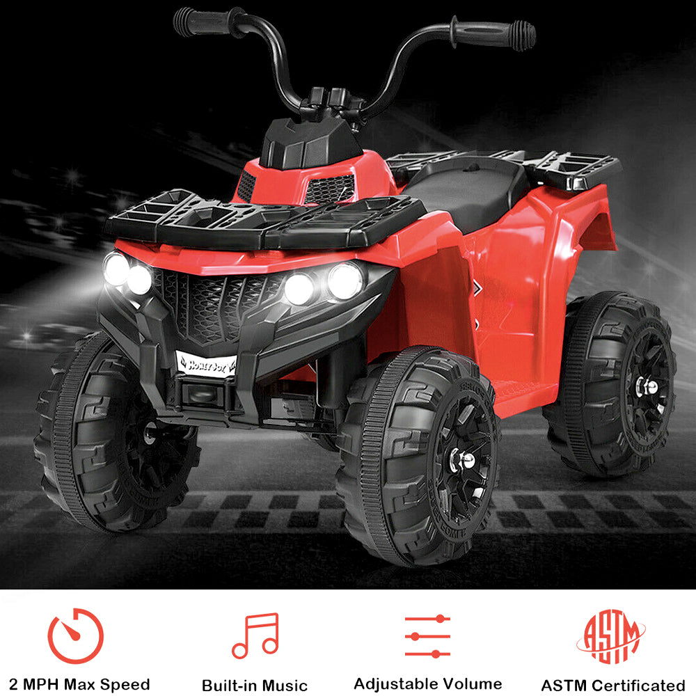 Kid ATV Powered Ride-On Electric 4 Wheeler Quad with LED Headlights 4 Wheeler Electric Four Wheeler Kids Quad Blue ATC Red Kid ATV White 4 Wheeler For Kids