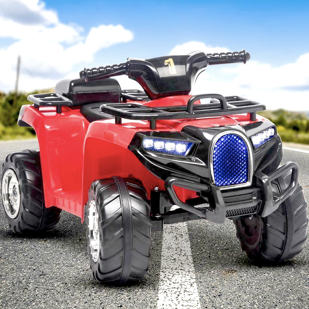 Kid Electric ATV Ride-On 4 Wheeler Quad with LED Headlights Red 4 Wheeler Bleu Four Wheeler For Boy And Girl 2 Years 3 Years 4 Years 5 Years Rechargeable Battery Kids ATV