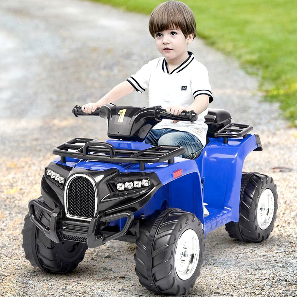 Kid Electric ATV Ride-On 4 Wheeler Quad with LED Headlights Red 4 Wheeler Bleu Four Wheeler For Boy And Girl 2 Years 3 Years 4 Years 5 Years Rechargeable Battery Kids ATV