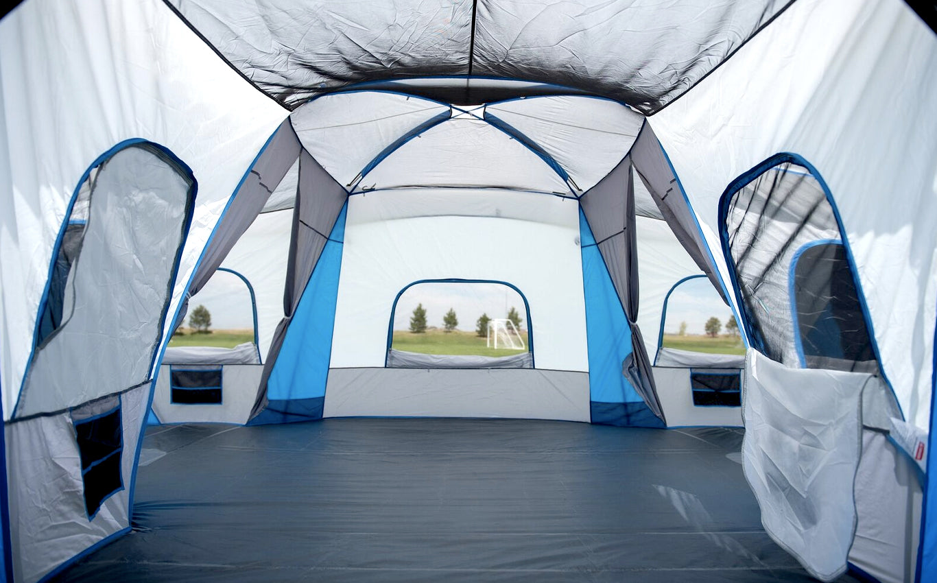 Large Cabin Tent - Family 3 Rooms Big Tent For Camping With 3 Entrances Big Family Tent Blue Gray Black Tents Camping Tents Large 6 Person Tents 8 Person Camping Tent Camp Tent With 3 Rooms