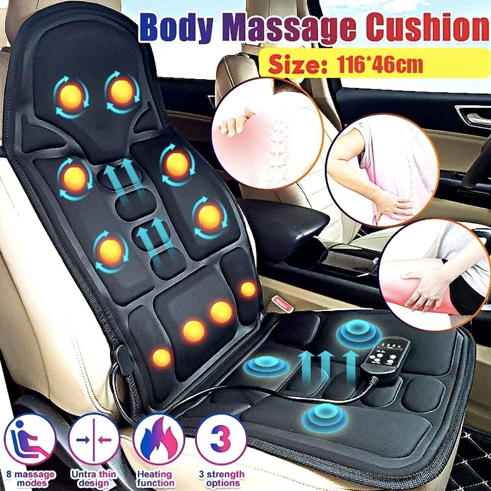 Black Back Massage Chair Car SUV Hot Seat / Home Cushion Neck Pain Waist  Support Massage Cushion Cover