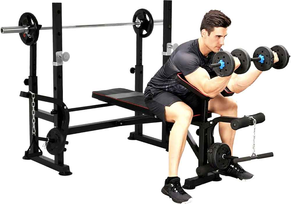 Olympic Weight Bench Set Home Gym Machine 1100 Lbs Workout Bench Press System Home Gym Weight Bench Workout Benches Full Body Weight Bench Set