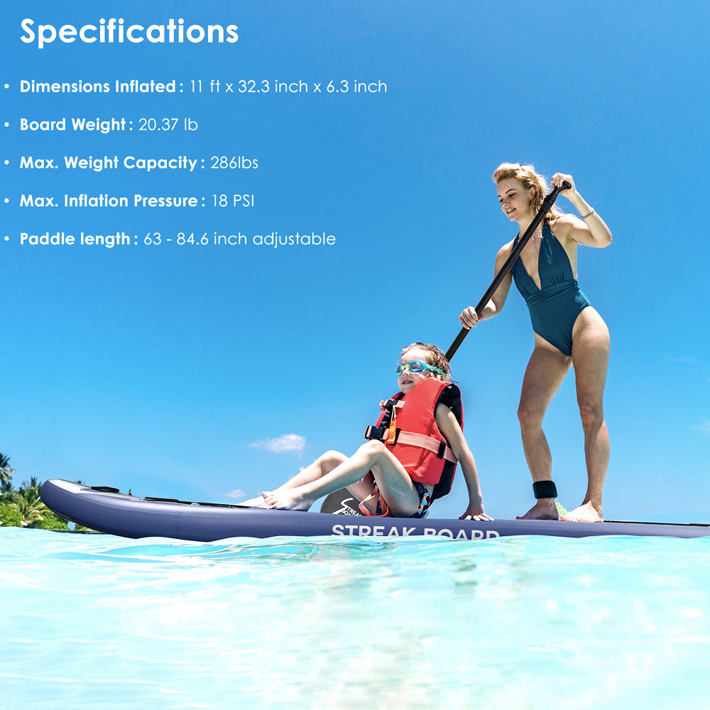11 ft Inflatable Stand Up Paddle Board SUP Board With Complete Kit Blue Orange Green With Bag Best Paddle Board