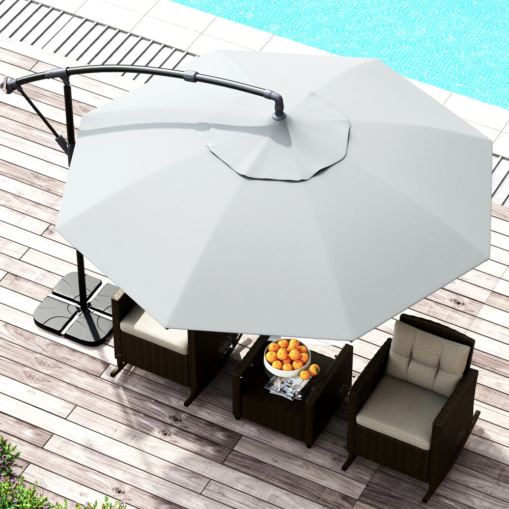 Large Patio Umbrella 10 Ft Outdoor Cantilever Pool Deck Umbrellas with Steel Frame and Easy Tilt Outdoor Umbrella Sun Umbrella Orange Patio Umbrella Bleu Green Gray Beige Red Large Deck Umbrella