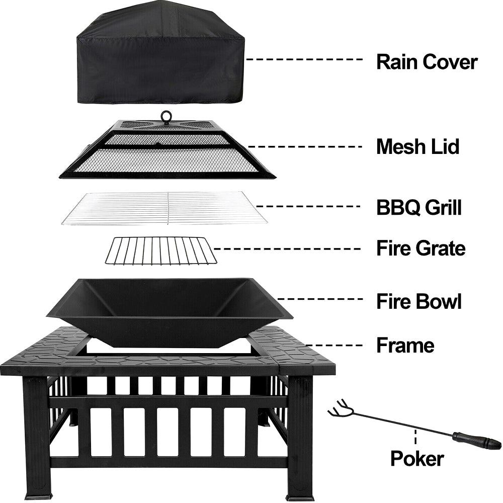 Wood Burning Fire Pit For Outdoor Backyard Patio Deck Stove Garden